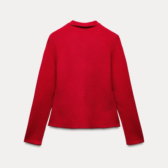 Zara NWT Red knit sweater cardigan with gold buttons - Picture 4 of 4